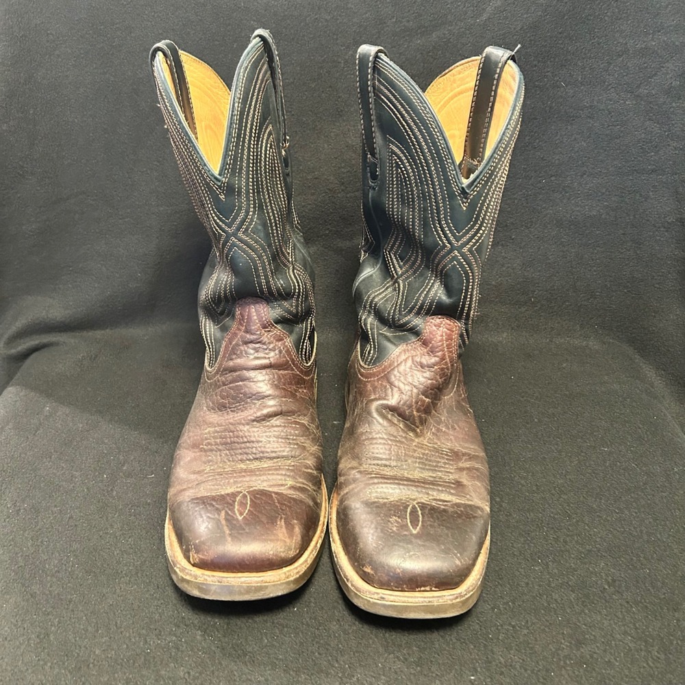 Tecovas The Stockton Cowboy Boots Mens 9.5 EE Brown Bison Square Toe Vibram